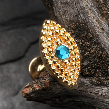 Detail View 1 of Golden Marquise Sparkle Steel Labret-Teal